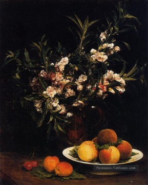  pittore peintre - Nature morte Balsimines Pêches et abricots peintre de fleurs Henri Fantin Latour